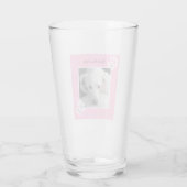 Foto van unieke witte dog monogram roze poten glas (Achterkant)