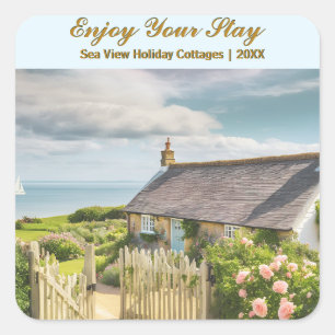 Foto van vakantiehuisje zomerhuisje vierkante sticker