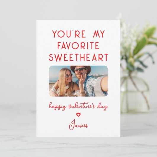 Foto van Valentijnsdag Je bent mijn favoriete lief Feestdagenkaart (Staand voorkant)