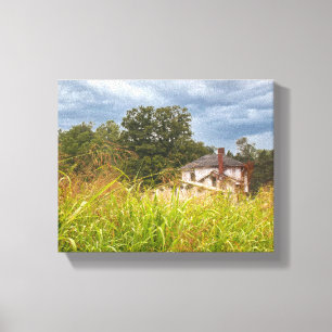 Foto van verlaten huis canvas afdruk