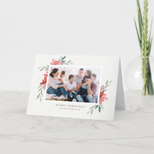 Foto van Vintage Kerstrode bloemen Feestdagen Kaart