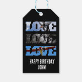 Foto van vliegtuig, liefdeswoord, eenvoudige lucht cadeaulabel (Voorkant)