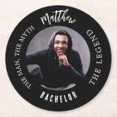 Foto van vrijgezellenfeest man mythe legende zwart ronde kartonnen onderzetter (Voorkant)