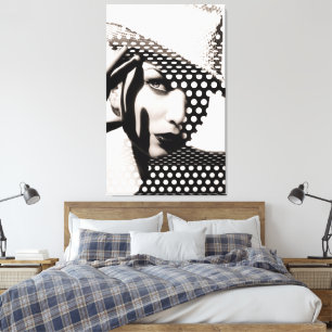 Foto van Vrouwen in het zwart-wit poladots Classy Canvas Afdruk