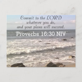 Foto van Wavy Ocean Shore Proverbs Bijbel Verse Ze Briefkaart