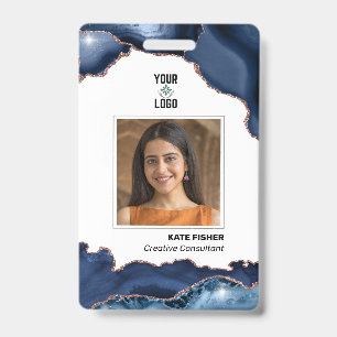 Foto van werknemer moderne Navy Blue Rose Gold Aga Badge