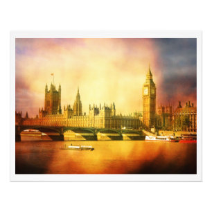 Foto van Westminster Palace en Bridge Afdruk