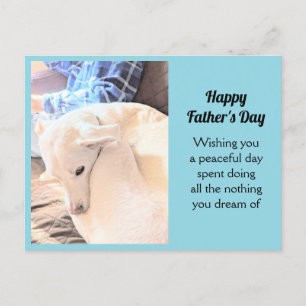 Foto van White Dog met vader Happy Vaderdag Feestdagenkaart
