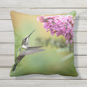 Foto van Wildlife Hummingbird Floral Buitenkussen
