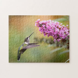 Foto van Wildlife Hummingbird Floral Legpuzzel