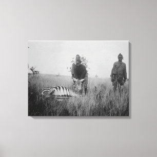 Foto van zebra vermoord door inheemse in Afrika Fo Canvas Afdruk