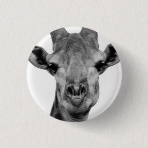 Foto van zwarte en witte Giraffe Ronde Button 3,2 Cm