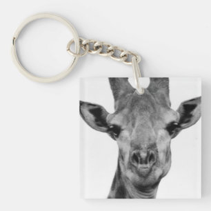 Foto van zwarte en witte Giraffe Sleutelhanger