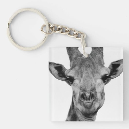 Foto van zwarte en witte Giraffe Sleutelhanger (Voorkant)