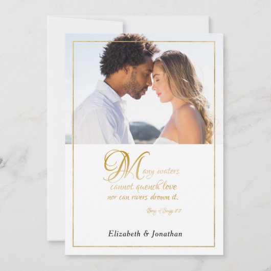 Foto Vele Waters Scripting Elegant Gold Script Kaart (Achterkant)