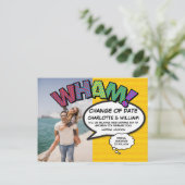 Foto Verandering van Datum Leuk Modern Comic Briefkaart (Staand voorkant)