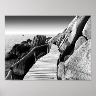 Foto "Verbluffende Wooden Path in Black and White" Poster
