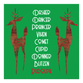 Foto vergroting - Santa's rendieren - Rudolph Foto Afdruk