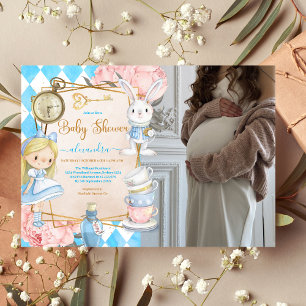 Foto Verhaal Boek Alice in Wonderland Baby shower Kaart
