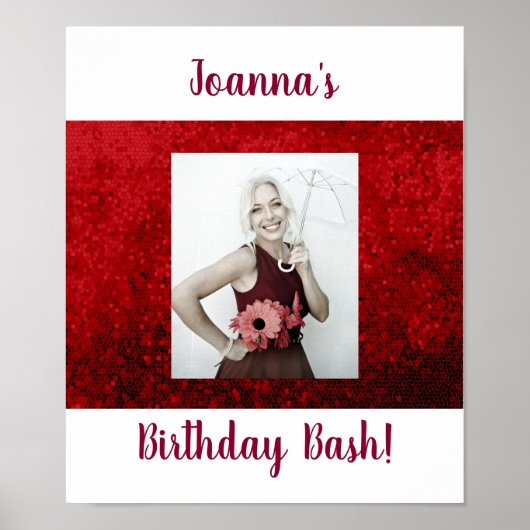 Foto verjaardag aangepaste feestviering rood poster (Voorkant)