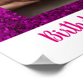 Foto verjaardag aangepaste feestviering roze poster (Hoek)