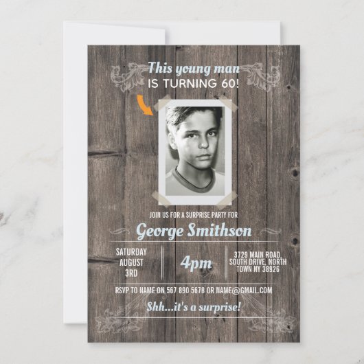 Foto Verjaardag Blue Surprise Uitnodigingen (Voorkant)