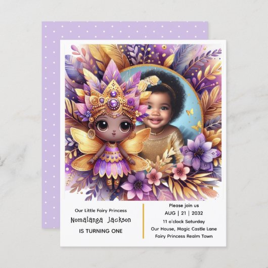 Foto Verjaardag Kleine Zwarte Fee Afrikaanse Paars (Voorkant / Achterkant)