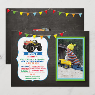 Foto Verjaardag Party Truck Car Monster Smash Kaart