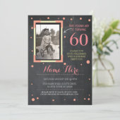 Foto Verjaardag stijl Chalk Pink Invitation Kaart (Staand voorkant)