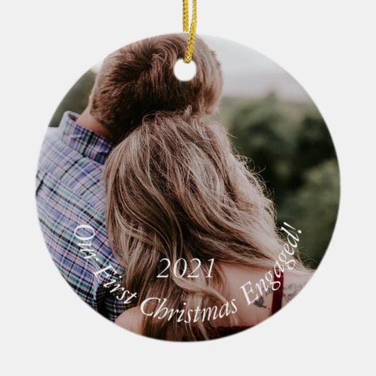 Foto Verloving Holiday Keepomwille Kerstmis Cerami Keramisch Ornament (Voorkant)