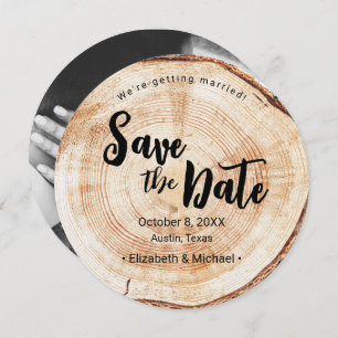 Foto verloving Hout Grain Rustic Wedding Kaart