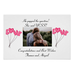 Foto Verlovings Roze Liefdesballonnen Perfect Poster