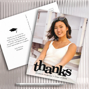 Foto vet afstuderen moderne typografie bedankt briefkaart