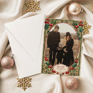 Foto Victoriaanse Hulst & Bes Kerstmis Feestdagenkaart
