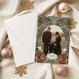 Foto Victoriaanse Kerstmis met Hulst en Amaryllis Feestdagenkaart