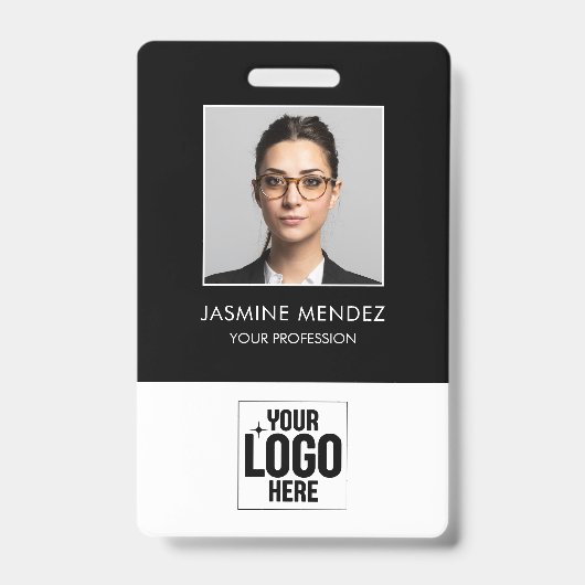 Foto Vierkant Logo Personeels QR-code Barcode ID Badge (Voorzijde)