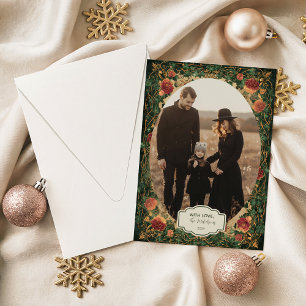 Foto Vintage Amaryllis Hulst Kerstmis Feestdagenkaart