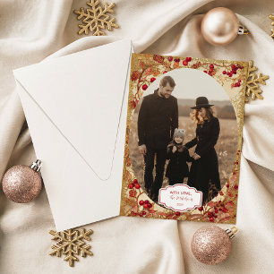 Foto Vintage Rode Bes Kerstfeest Feestdagenkaart