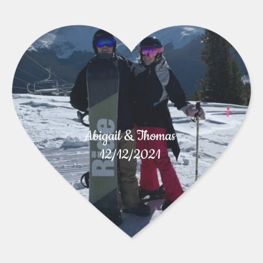 Foto Voeg je eigen foto-Verloving toe Hart Sticker (Voorkant)