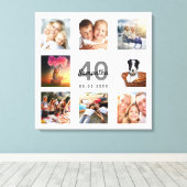 Foto voor 40e verjaardag collage wit monogram canvas afdruk (Insitu (Houten vloer))