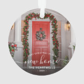 Foto voor eerste kerstkerst Nieuw-Home White scrip Ornament (achterkant)