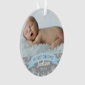 Foto voor eerste kerstmis: Blue Baby Boy Ornament (voorkant)