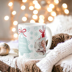 Foto voor eerste kerstmis: oma bell blue snewflake koffiemok