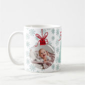 Foto voor eerste kerstmis: oma bell blue snewflake koffiemok (Links)