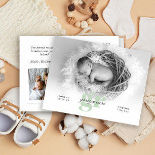 Foto voor script en monogram Baby Briefkaart