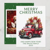 Foto Vrachtwagen Cadeaus Groene Kerst Kaart (Voorkant / Achterkant)
