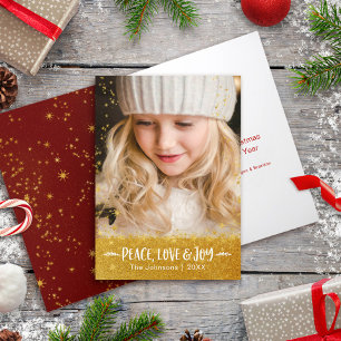 Foto Vrede Liefde Joy Quote Script Gold Star Moder Feestdagen Kaart