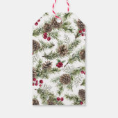 Foto Vrolijk Kerstfeest Waterverf Botanisch Cadeaulabel (Achterkant)