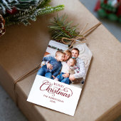 Foto Vrolijk Kerstfeest Waterverf Botanisch Cadeaulabel