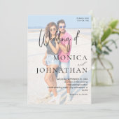 Foto VS Black & W Modern Wedding Kaart (Staand voorkant)